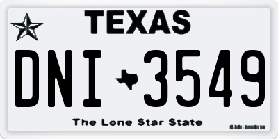 TX license plate DNI3549
