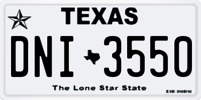 TX license plate DNI3550