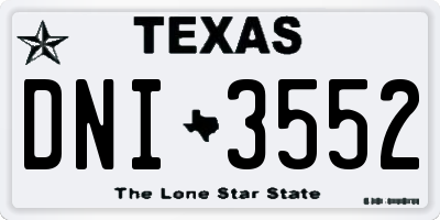 TX license plate DNI3552