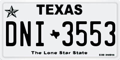 TX license plate DNI3553
