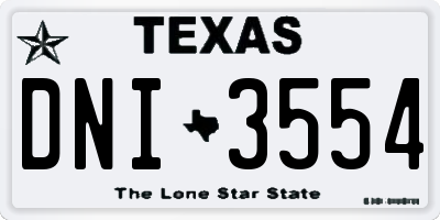 TX license plate DNI3554