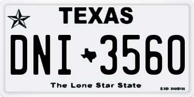 TX license plate DNI3560