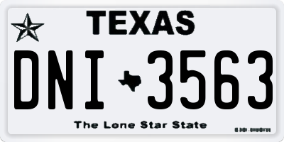TX license plate DNI3563