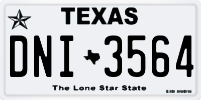 TX license plate DNI3564