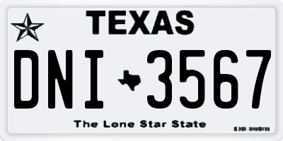 TX license plate DNI3567