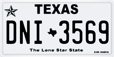 TX license plate DNI3569