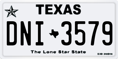 TX license plate DNI3579