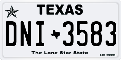 TX license plate DNI3583