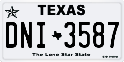TX license plate DNI3587