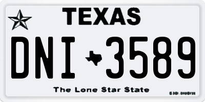 TX license plate DNI3589