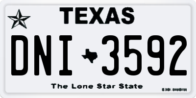 TX license plate DNI3592