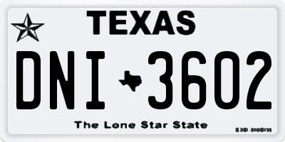 TX license plate DNI3602