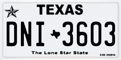 TX license plate DNI3603
