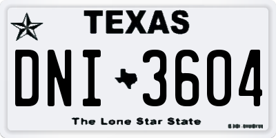TX license plate DNI3604