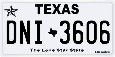 TX license plate DNI3606