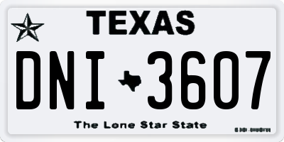 TX license plate DNI3607