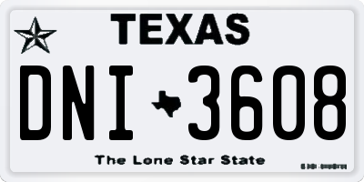 TX license plate DNI3608