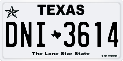 TX license plate DNI3614