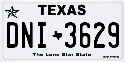 TX license plate DNI3629