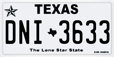 TX license plate DNI3633
