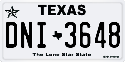 TX license plate DNI3648