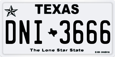 TX license plate DNI3666