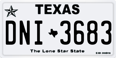TX license plate DNI3683
