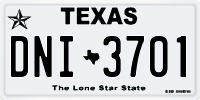 TX license plate DNI3701