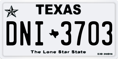 TX license plate DNI3703