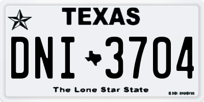 TX license plate DNI3704