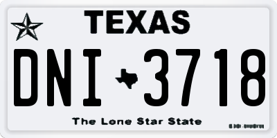 TX license plate DNI3718