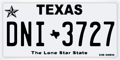 TX license plate DNI3727