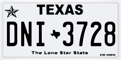 TX license plate DNI3728