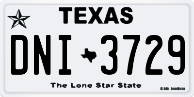 TX license plate DNI3729