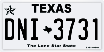 TX license plate DNI3731