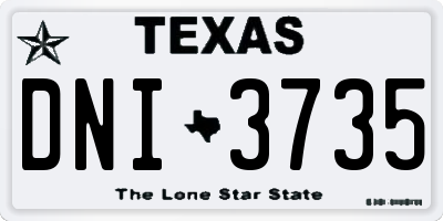 TX license plate DNI3735