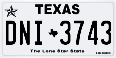 TX license plate DNI3743
