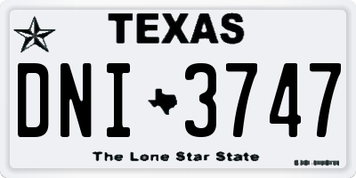 TX license plate DNI3747