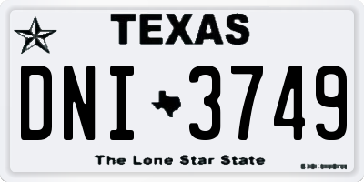 TX license plate DNI3749