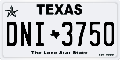 TX license plate DNI3750
