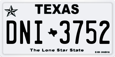 TX license plate DNI3752