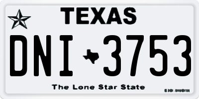 TX license plate DNI3753