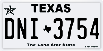 TX license plate DNI3754