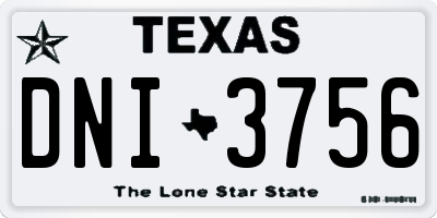TX license plate DNI3756
