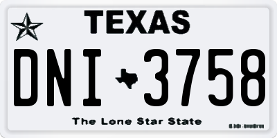 TX license plate DNI3758
