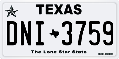 TX license plate DNI3759