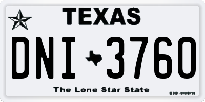 TX license plate DNI3760