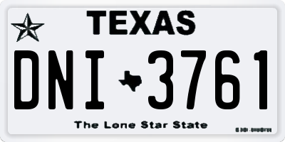 TX license plate DNI3761