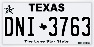 TX license plate DNI3763