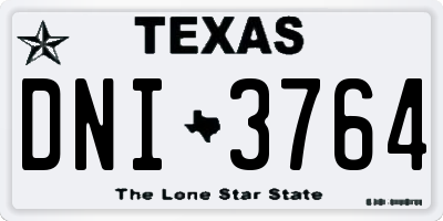 TX license plate DNI3764